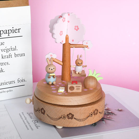 Handcrafted Cute Bunny Music Box Gift Set